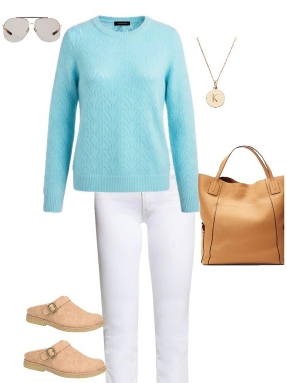 Talbots Pointelle Light Aqua Blue Crewneck Long Sleeve Preppy Sweater Size SP